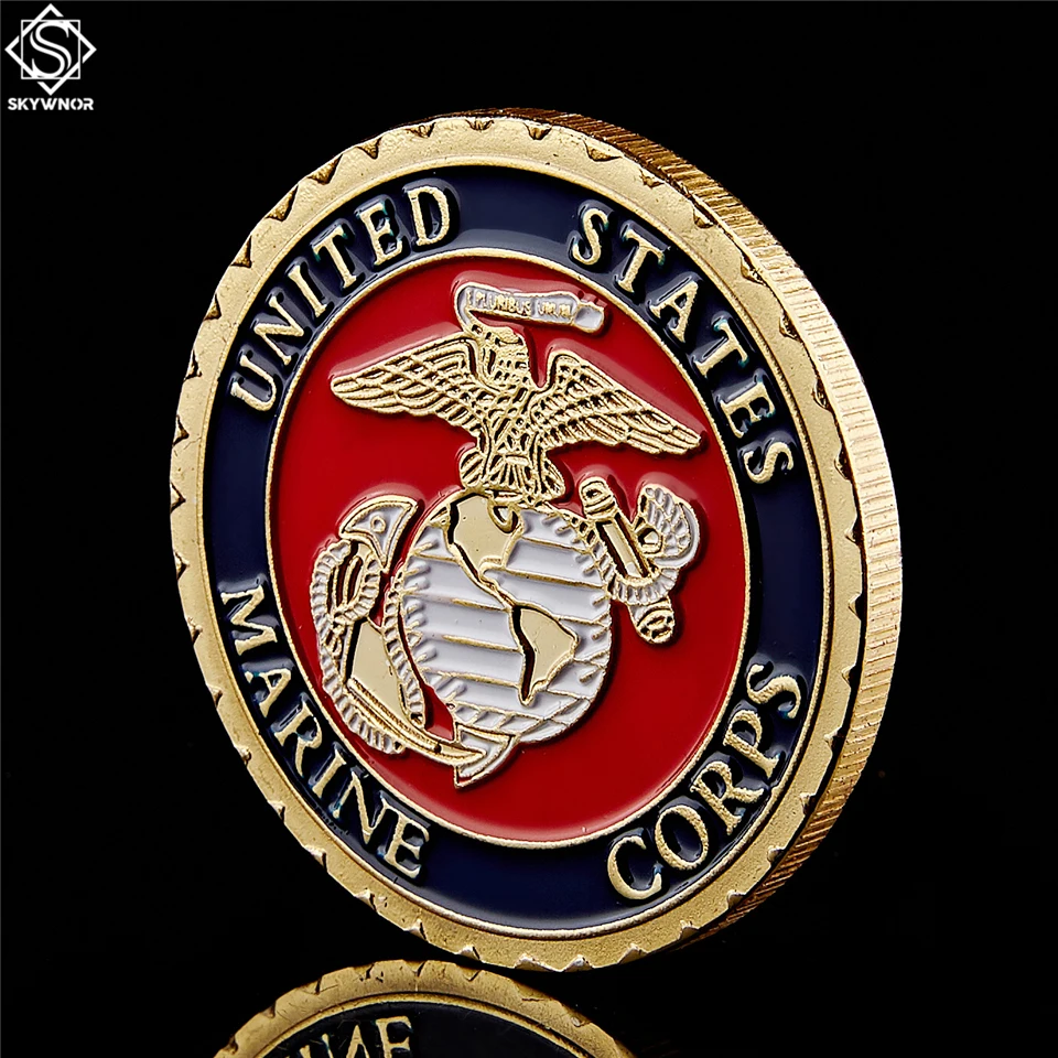 America Screaming Eagles Marine Corps Gold Challenge Coin USA Vietnam War Collectibles