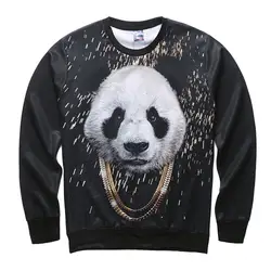 2018 Для мужчин Повседневное пуловер с длинными рукавами Толстовка Для Мужчин's Повседневное 3D принт панда хип-хоп пуловер с длинными