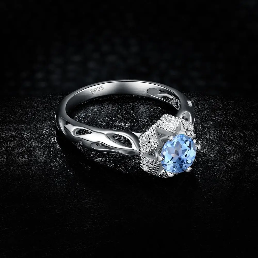 JewelryPalace Blossom Цветок 1ct натуральная Небесно голубой топаз кубический цирконий; для помолвки кольца для женщин 925 пробы серебряные ювелирные изделия