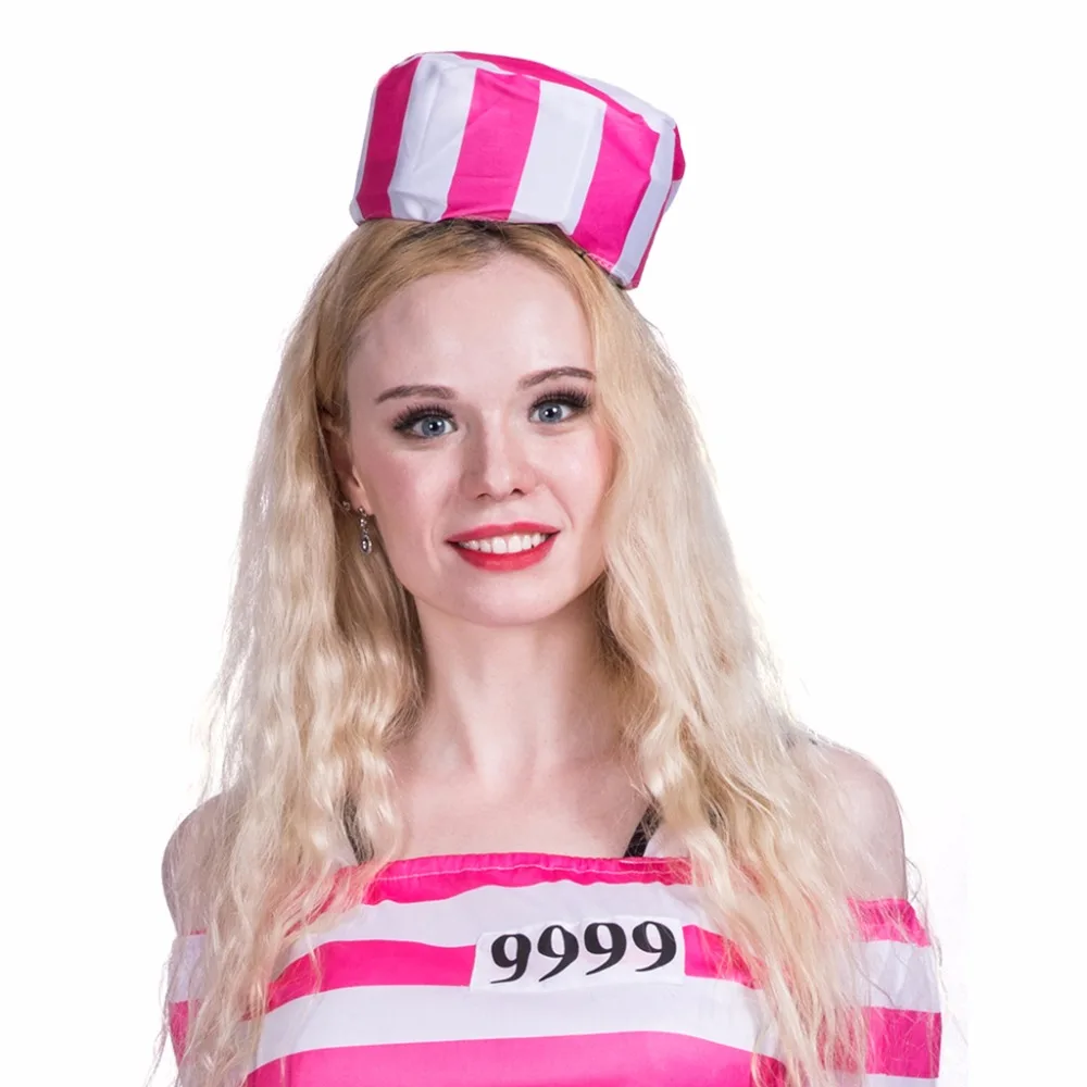 Eraspoooky женский сексуальный розовый Косплей заключенного для девочек костюм на Хэллоуин для взрослых платье в полоску карнавальное нарядное платье