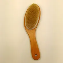 High-end Natural Bamboo wood Bristle Long Handle Wooden Wood Bath Shower Body Back Brush Spa Scrubber bathroom accessory 25*7cm