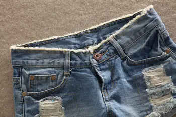 2019 Hot sale Top quality new Women's fashion sexy Denim Casual pockets Hole Burr jeans lady short pants low waist Girl shorts 4