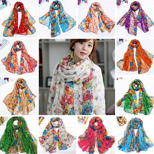 Модный женский мягкий длинный шарф с цветочным принтом, шаль, рождественский подарок