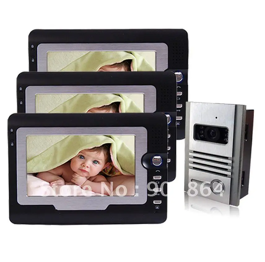 

High Quality Rainproof 7" Video Door Phone Intercom System 1  Keypad Code Number Doorbell Camera 1 Monitor