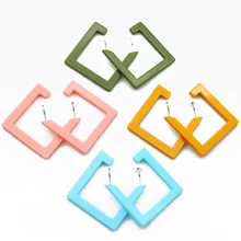 FishPeach корейские геометрические простые акриловые серьги-гвоздики эффектные яркие квадратные пластиковые большие серьги для женщин ювелирные изделия подарок