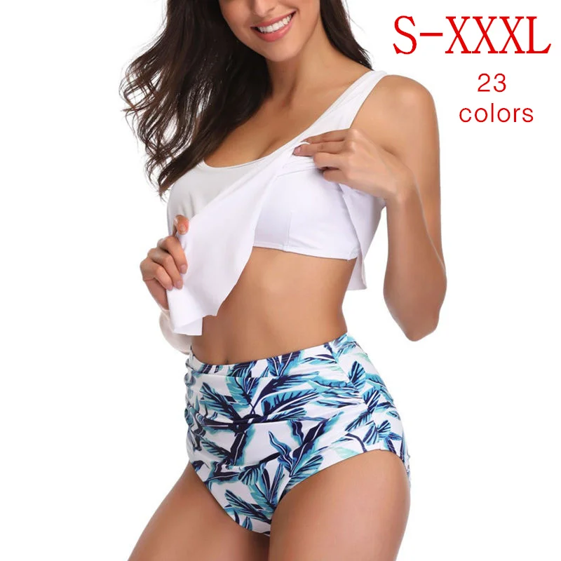 

high waist bikini plus size push up bikini 2019 swimsuit female separate women swimsuit large size ruffle/big bikini swimwear