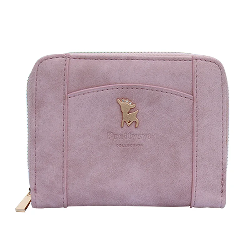 

Fashion Matte Cute Deer Zipper Wallet Nubuck Leather Simple Money Purse Card Holder Bags Women Clutches Lady Short Wallet Purse