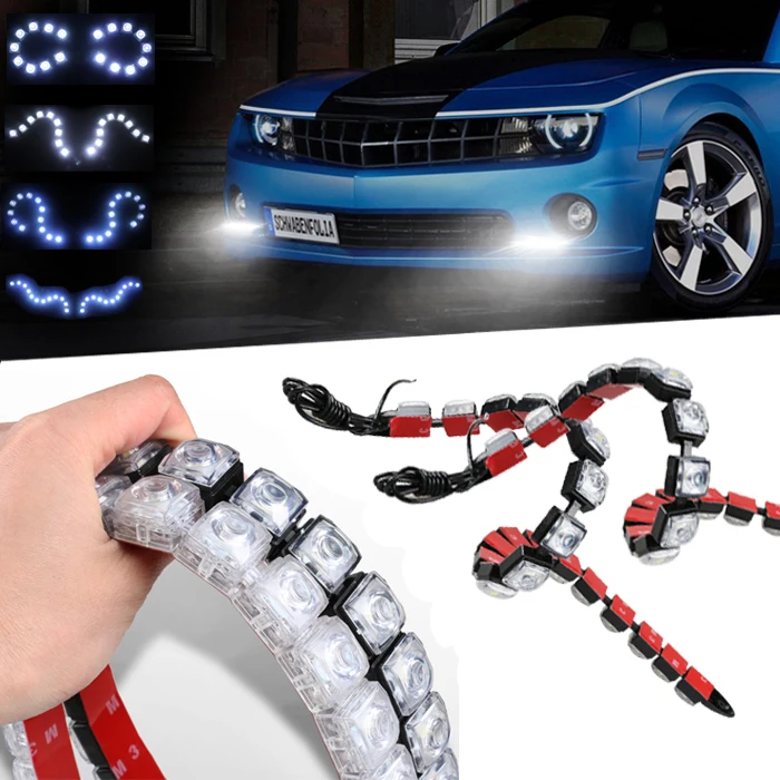 

2X Universal High Power 12V 6W-12W Bendable 12 LED Waterproof Flexible DRL Daytime Running Light Fog Warning Lamp