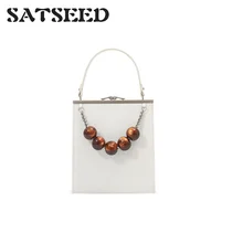 Летняя новая кожаная сумка Ins с бусинами и фиксатором, сумка на одно плечо, Диагональная Сумка, женская сумка