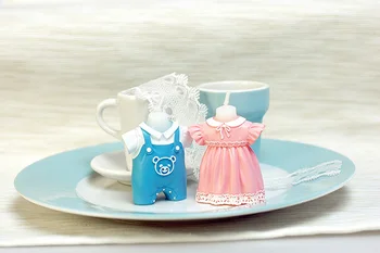 

(Set of 10 Candles) cute Overalls candle baby shower baptism party favor children birthday gift present baby boy girl