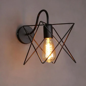 

Vintage black Iron Cage Wall Lamp Retro Loft Corridor Stairs Lamp Bathroom Wall Lights Arandela (Square) Drop Shopping