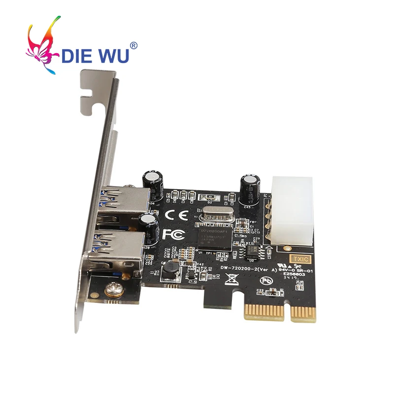 DIEWU PCI-E PCI express двойной порт USB 3,0 концентратор PCI Express карта расширения высокоскоростной адаптер с низкий кронштейн