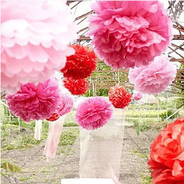 Us 0 34 20 Off Mix Size Tissue Paper Flowers Handmade Pom Poms Wedding Paper Flowers Ball Wedding Home Baby Shower Birthday Party Decoration In