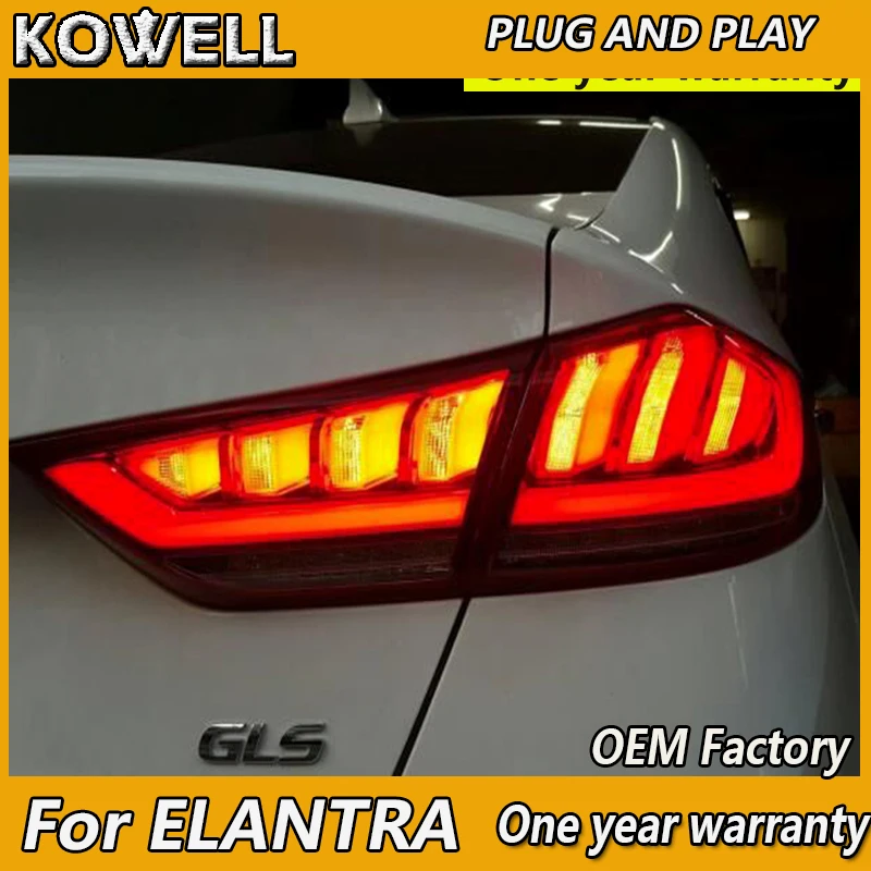 

KOWELL Car Styling for Hyundai ELANTRA 2017 2018 TAIL Lights LED Tail Light Rear Lamp DRL+Brake+Reversing dynamic turn signal
