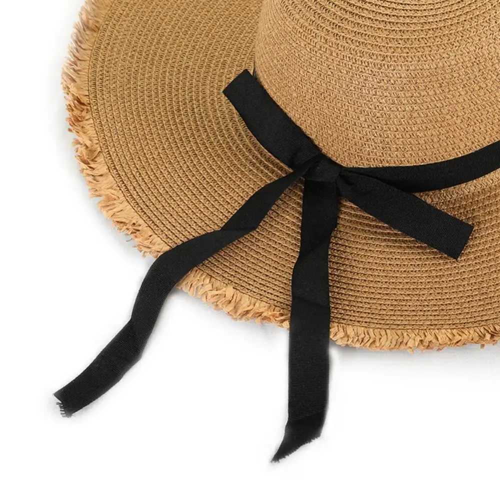 Beach Hat Women Sports Cap Bow-knot Wide Brim Sunscreen Breathable All-match Letter Printed Sports Caps