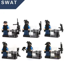 6pcs City police SWAT team CS Commando Army soldiers with font b Weapon b font Gun