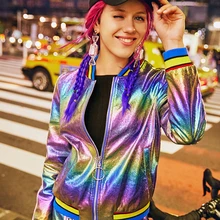 Женская весенне-осенняя новая куртка со стоячим воротником, женская модная яркая куртка, Повседневная Свободная верхняя одежда с длинными рукавами Z945