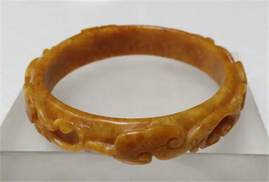 

NEW Hand-carved 100% Natural Huang Fei Color Jadeite Bangle JADE Bracelet 64MM a 5.19