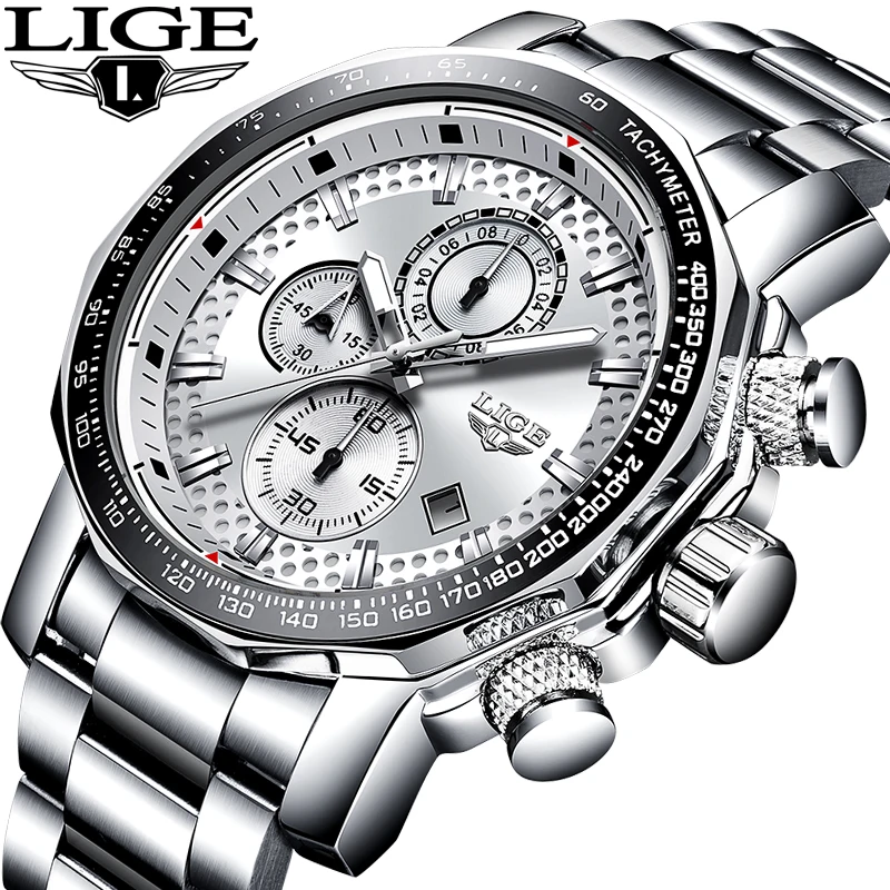

Relogio Masculino LIGE Men Top Luxury Brand Military Sport Watch Men's Quartz Clock Male Full Steel Casual Business gold watch