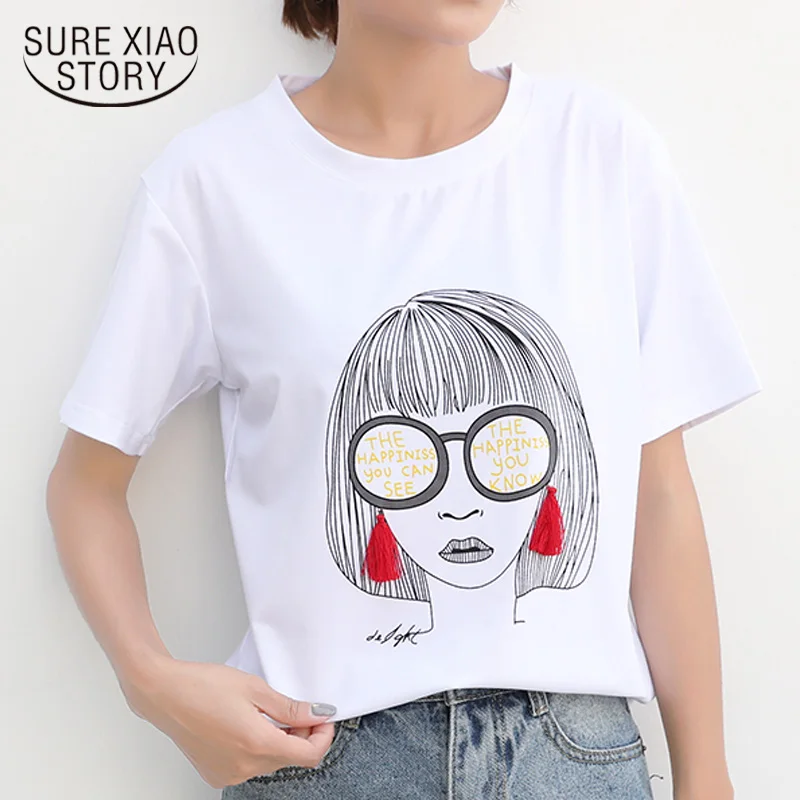 

summer Short Sleeve Women t-shirt camisetas verano mujer 2019 womens clothing Printed tshirt women White T Shirt women 4533 50