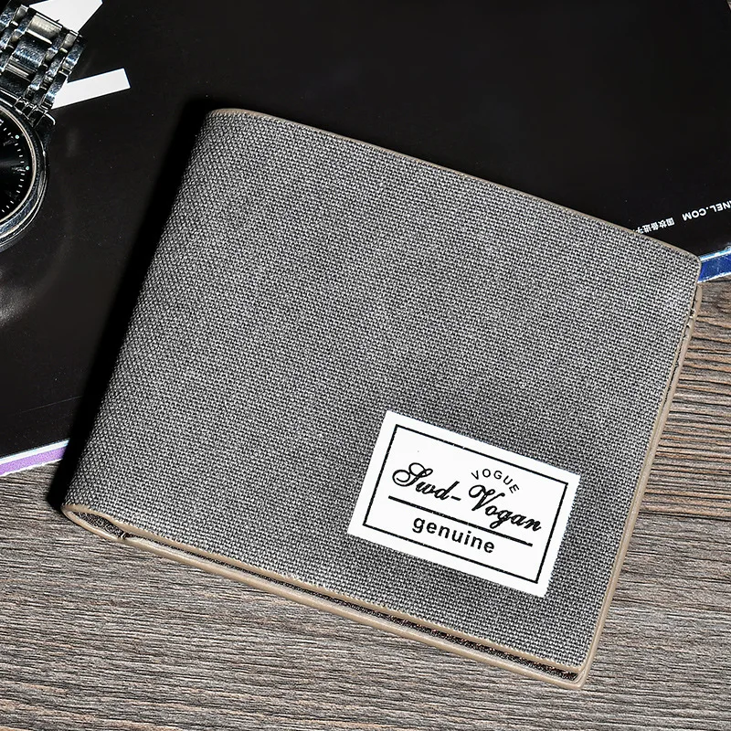 Wallet Man Canvas Credit Card Holder Men Business Casual Male Purse  Short Coin Pocket no Zipper fashion student wallet 225