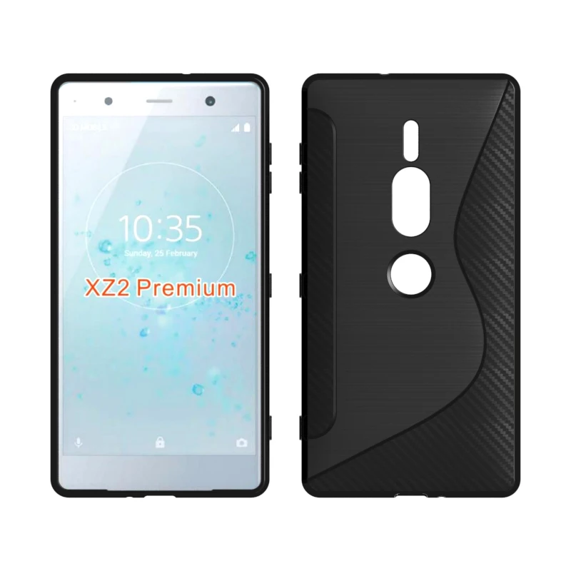 

CASEISHERE For Sony Xperia XZ2 Premium Soft Case S Line Carbon Fiber Drawing Silicone Flexible TPU Cover for Xperia XZ2 Premium