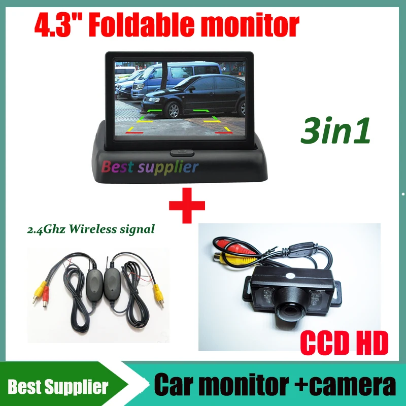 

2.4G wireless car rear view parking camera Universal car reverse camera With 7 IR Leds Night Vision + 4.3inch Car Monitor mirror