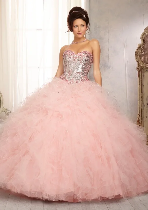 pink and gold quinceanera dresses