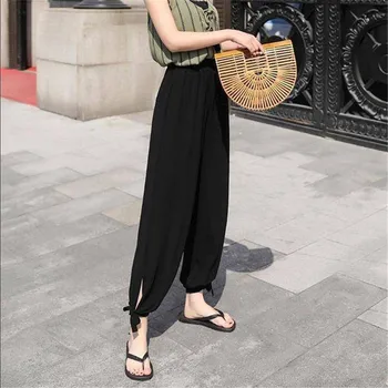 

Casual Pants women solid Ankle-Length Summer Pants streetwear Funny 2019 women Harajuku high street pants Girl Black trousers
