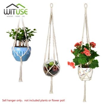 

New 3X Retro Knotted Plant Hanger Flowerpot Macrame Lift Rope Pot Holder Hanging Basket Hook Garden Home Decoration 29 36 46"