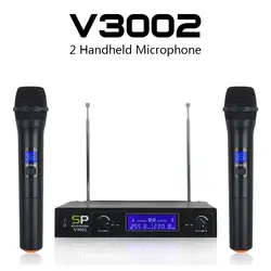 SP V3002 беспроводной VHF микрофон система с 2 ручными микрофонными двухканальными каналами для свадьбы, конференции, караоке, музыки Вечерние