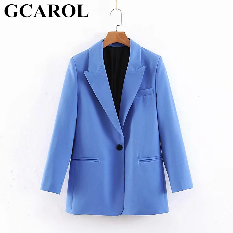 GCAROL новые женские комплекты из 2 предметов элегантный OL костюм и брюки с высокой талией плиссированные брюки весенние летние синие наряды