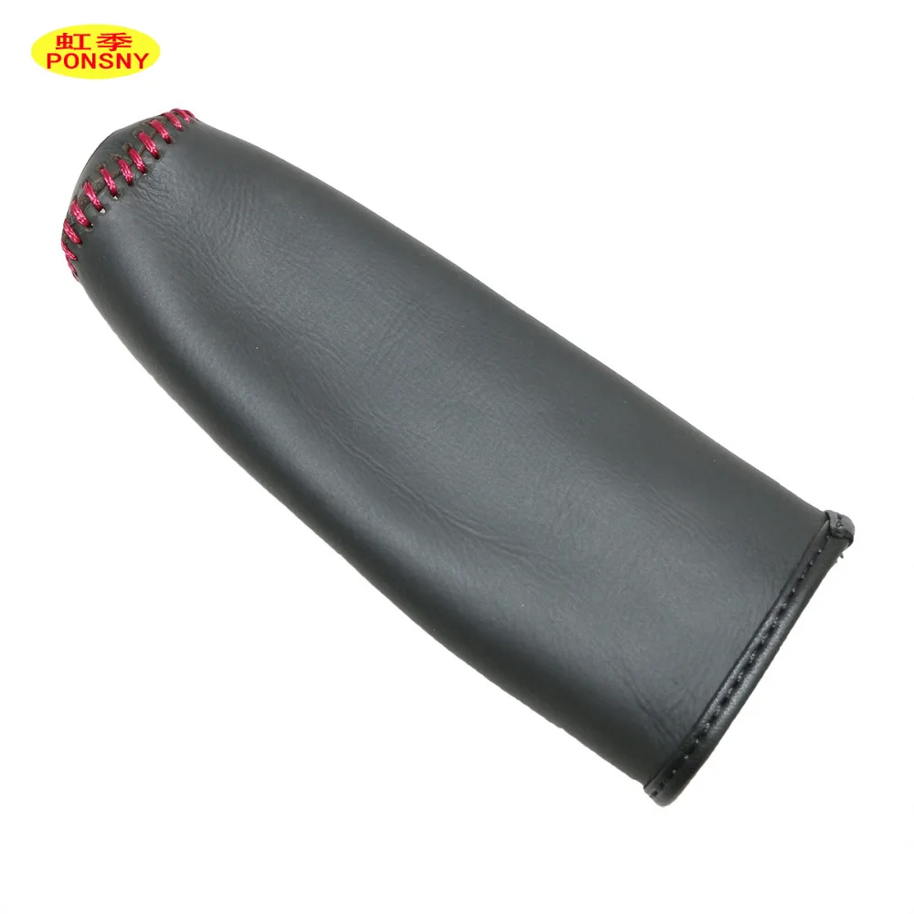 Car Handbrake Covers Case for KIA K3 Carens Genuine Leather Handbrake Grips Cover Black/Red lines