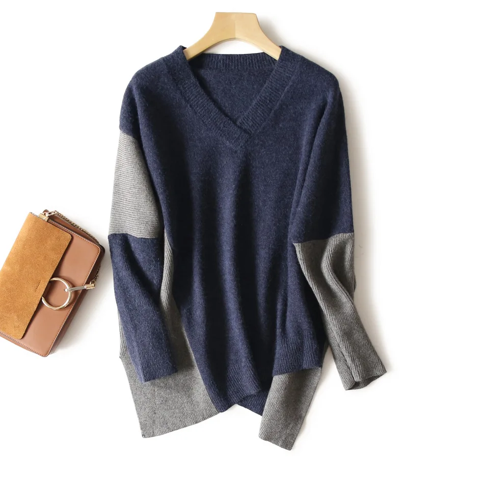 

2017 Fashion Spring Winter Women Sweaters Pullovers Long Sleeve Casual Crop Sweater Color stitching Knitted Jumpers Sweter HJ002
