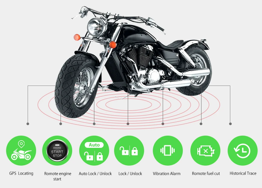 NTG02P gps трекер мотоцикла с функцией PKE точное расположение google карта дистанционного управления топливом