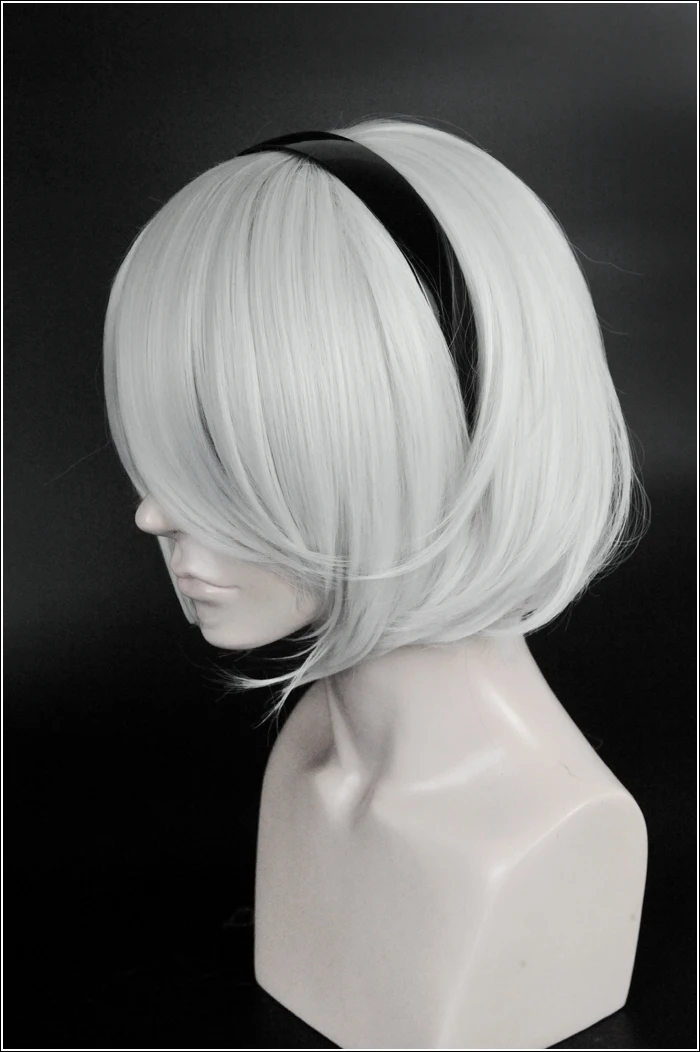 Nier Automata 2B YoRHa No.2 Тип B Heroine короткие Серебристые белые Bobo термостойкие косплей