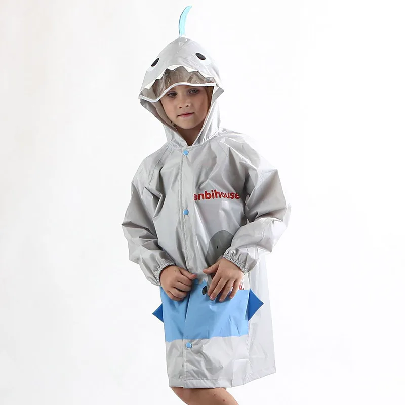 

Pink Blue Cute Cartoon Shark Baby Polka Dot Raincoat Windproof Poncho Boys Girls Rain gear Blue Outdoor Poncho Backpacksuits 7R9