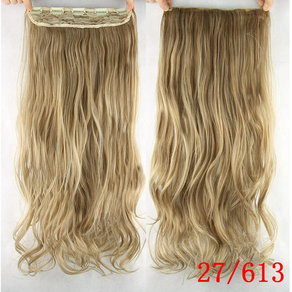 Soowee длинные вьющиеся шиньоны серый натуральный черный клип-в Одна деталь волос аксессуары для волос для Для женщин - Цвет: 27/613 #