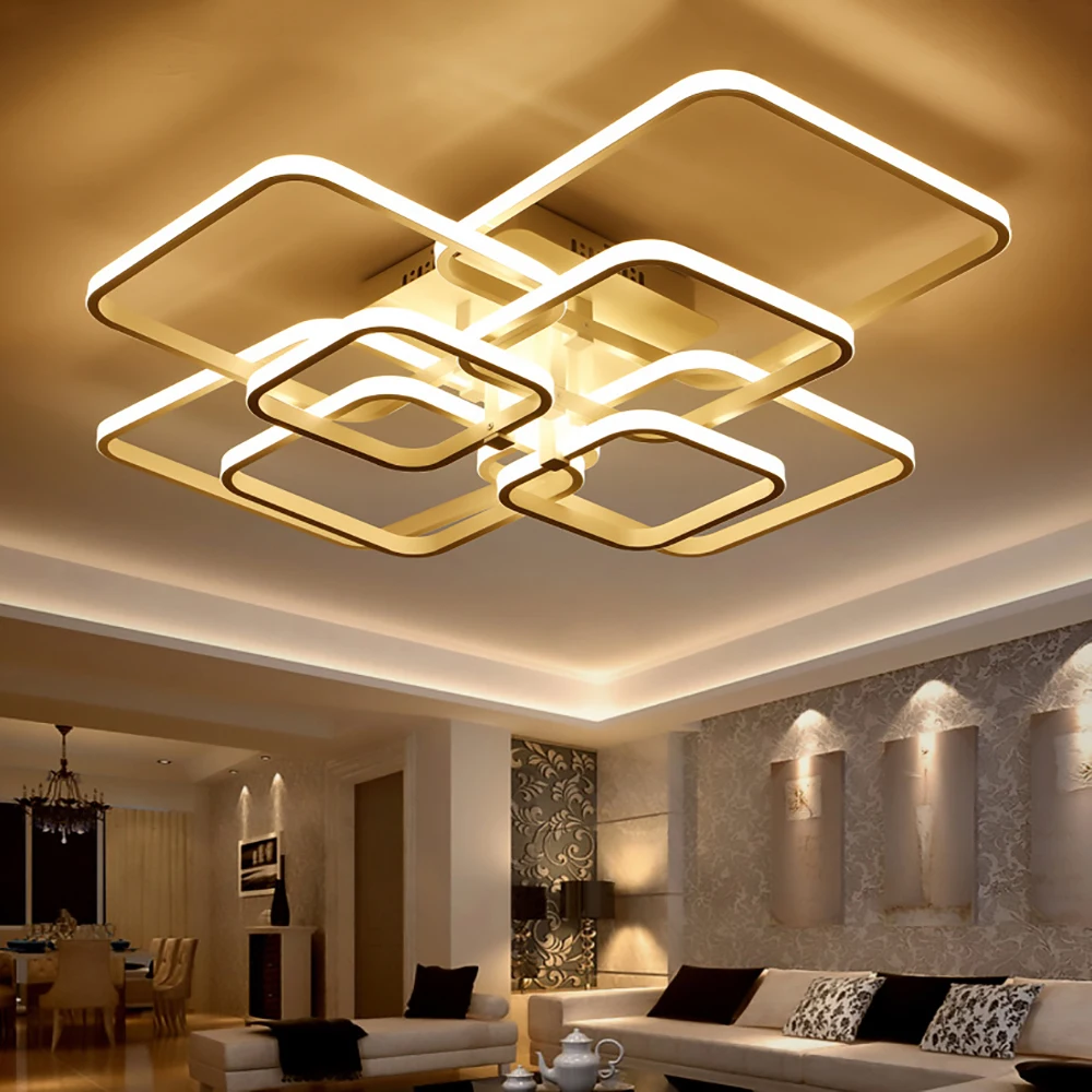 Remote Control Dimming Modern LED Ceiling Lamp Fixture For Living Room Aluminum For Dining Room