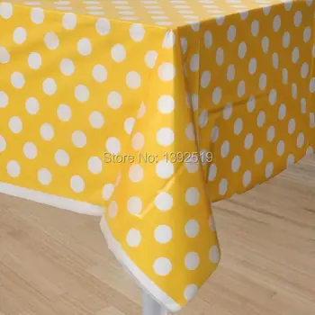 

Free Shipping 50pcs Yellow Table Cover Plastic Polka Dot Table Cloth 108x180cm Hotel Restaurant Creative Table Cloth