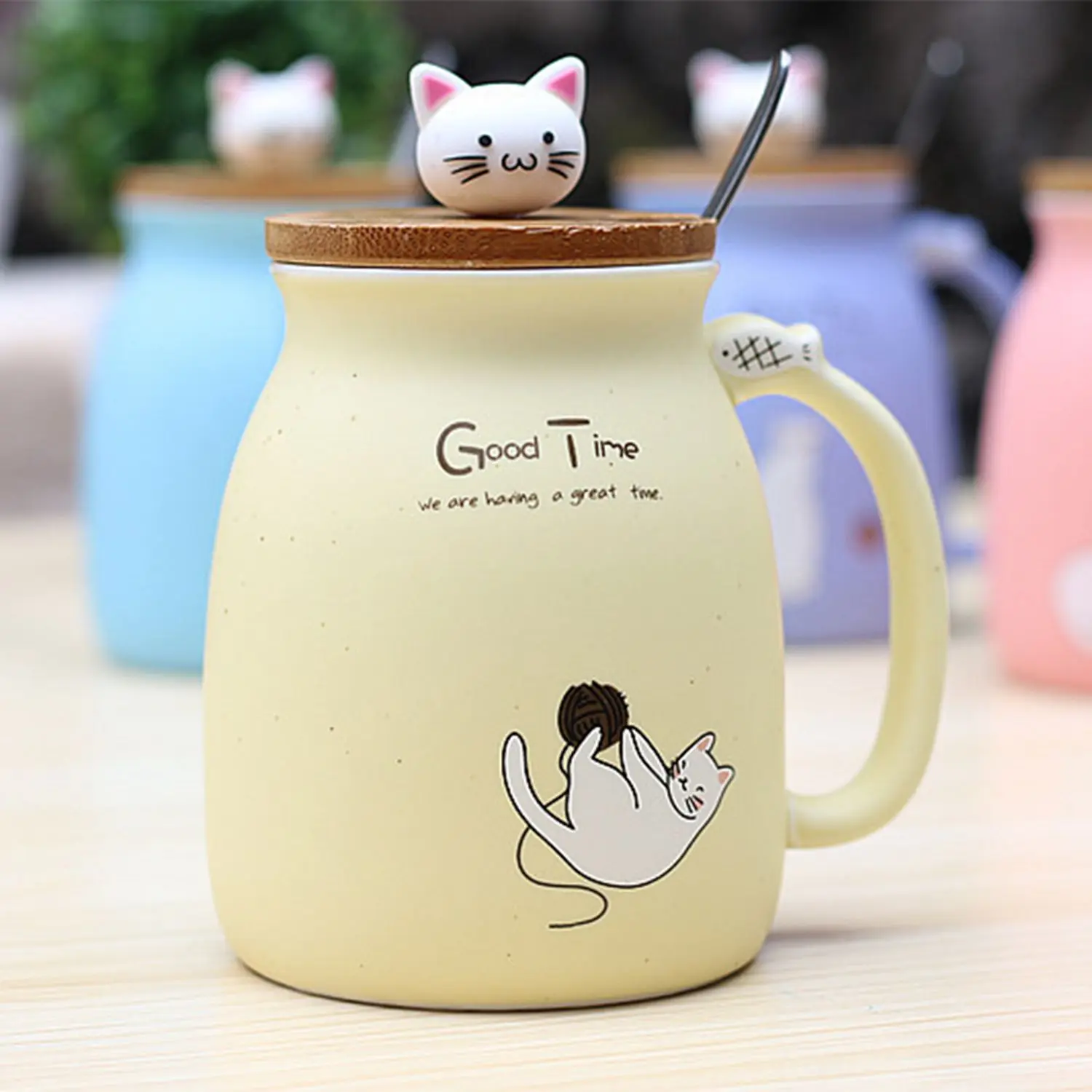 Термостойкая чашка с изображением кунжута кота, цветная мультяшная чашка с крышкой, керамическая кружка с изображением котенка, молока, кофе, детская чашка, офисные подарки