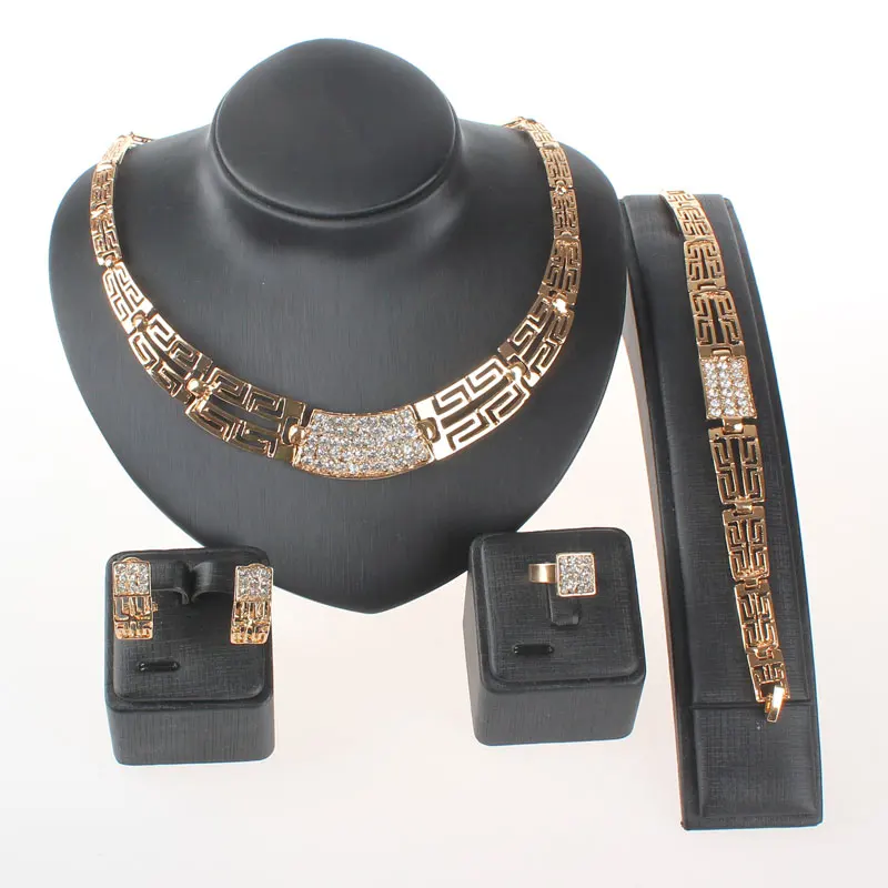 African Beads Jewelry Sets Wedding Accessories Fine Crystal Gold/Silver