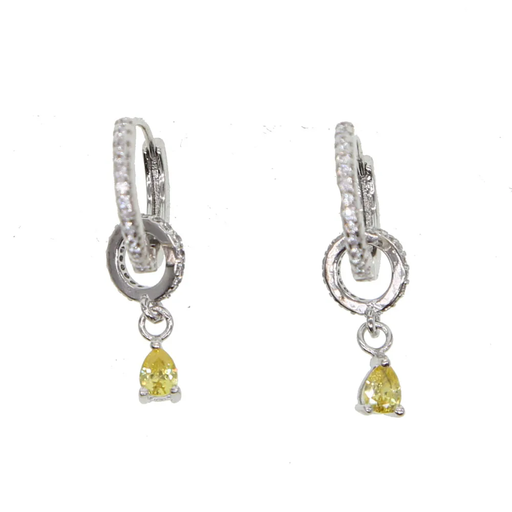 silver yellow Великолепные CZ серьги набор капли воды Шарм Кулон Серьги минималистский ювелирные изделия подарок для женщин дропшиппинг - Окраска металла: silver yellow