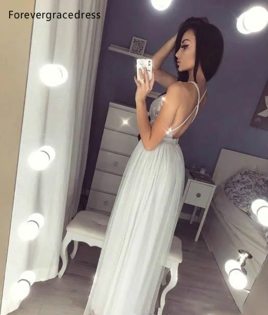 Silver Gray Split Evening Dresses 2019 Hot Sell Reflective Sequined Prom Party Gowns A Line Spaghetti Straps Long Plus Size BC0855  119 (5)