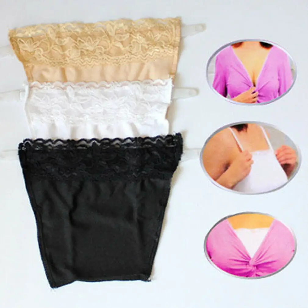 

3Pcs/set Quick Easy Bra Lace Clip on Camisoles Custom Cleavage Control Lace Set Panels 3 Colors Pack Seen on TV Bra Elastic