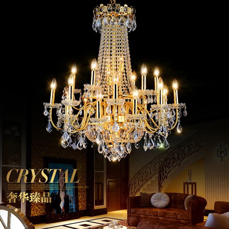 led e14 European Candle Crystal Chandelier Lighting Led Lamp Led Light For Hall Hotel Villa Foyer
