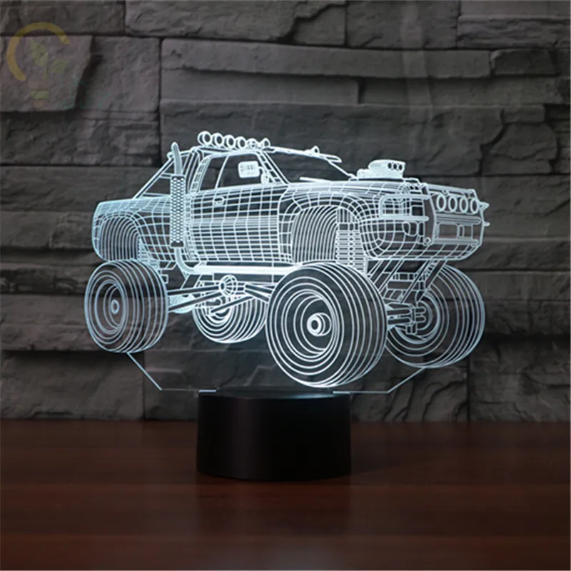 Новинка подарки 3D автомобиля светодиодный Ночные огни 3D светодиодный стол настольные лампы 7 цветов Изменение автомобиля 3D лампа для детей Спальня