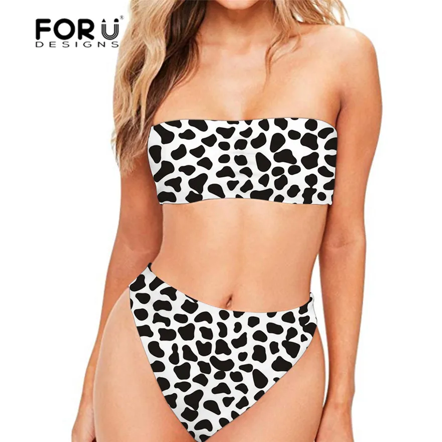 

FORUDESGINS Leopard Printing Sexy Bikini Swimsuit Women High Waist Swimwear Plus Size Female Bathing Suit for Ladies Swim Wear