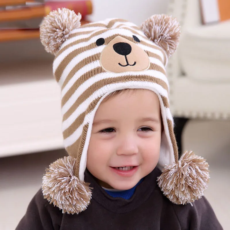 2018 Winter Baby Hat for Boys Girls Knit Hat Bear Toddler Winter