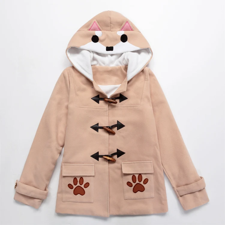 Осень shiba Inu Doge миленькие в японском стиле(«Каваий»), красивые, длинными рукавами из плотного бархата для девочек, одежда для новорожденных, детская теплая куртка с рисунками аниме Стиль теплая женская зимняя Толстовка A9023